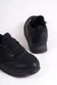 VIOLET Bağcıklı Lastikli Ortopedik Rahat Taban Cilt Detaylı Babet Anne Ayakkabısı ST Siyah